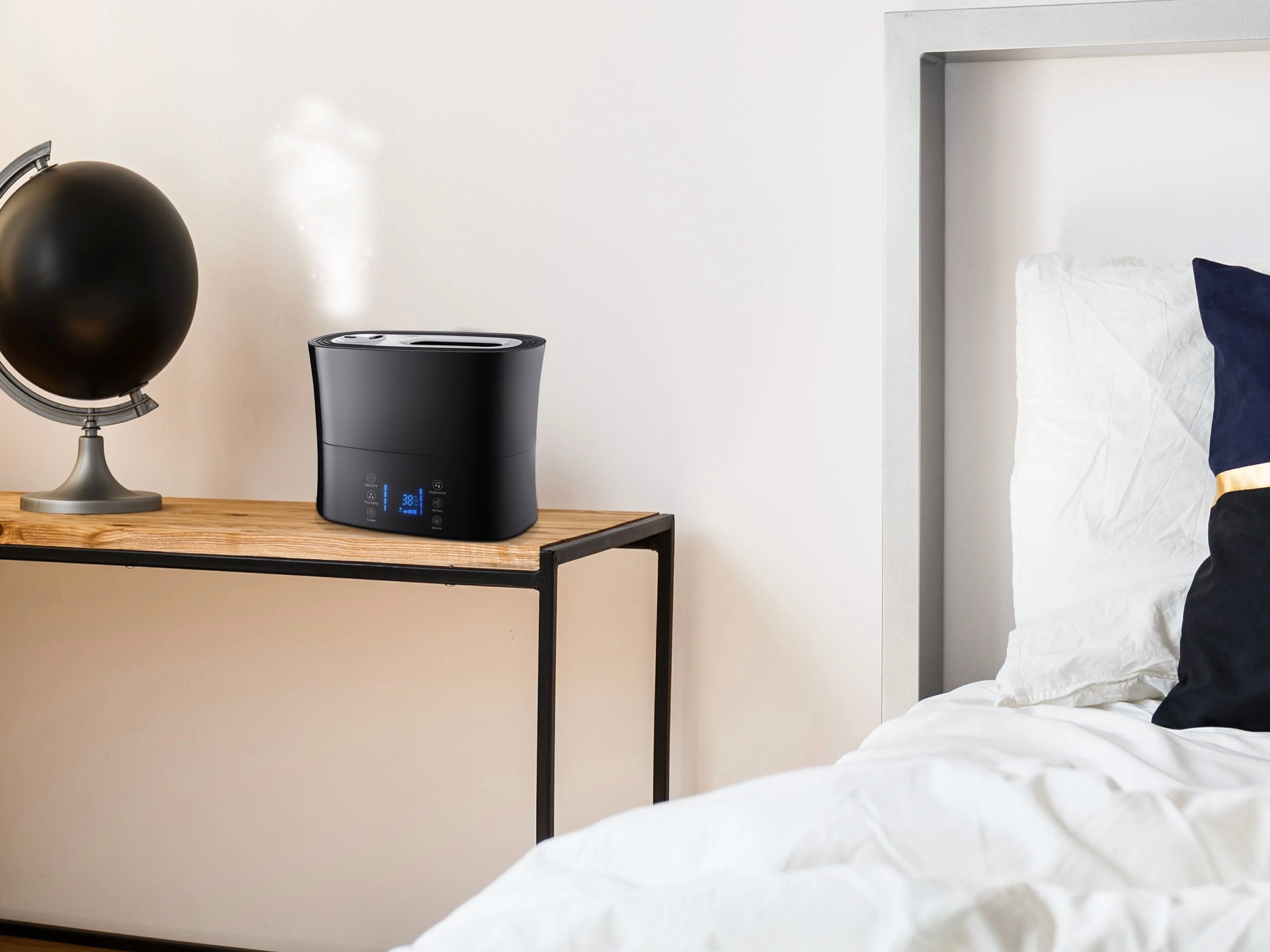 Humidificateur à ultrasons 8W à vapeur chaude ou tiède pour des surfaces de 35m2